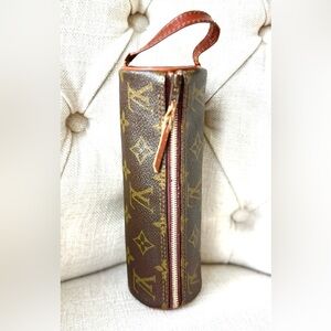 Louis Vuitton Vintage Monogram Cylindrical Pen Case Rare LV Accessory